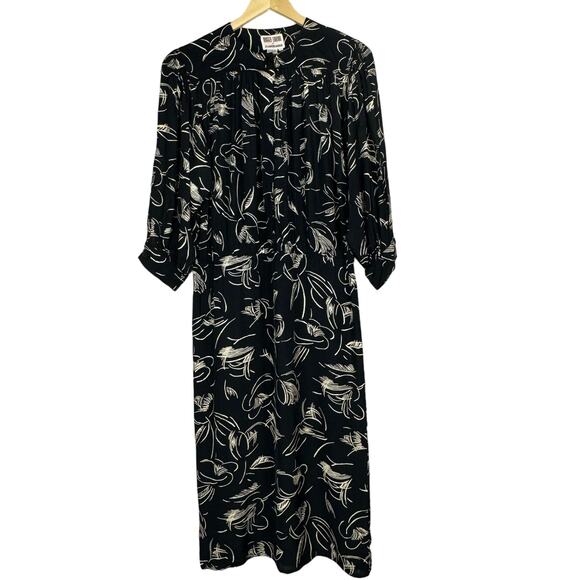 VTG Maggy London by Jeannene Booher Size 8 100% Rayon Art to Wear Floral Dress - Picture 1 of 16
